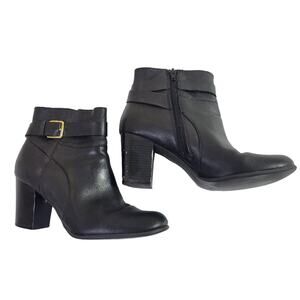 Cole Haan Rhinecliff Black Leather Side Zip Ankle Bootie Women's Size 8.5B